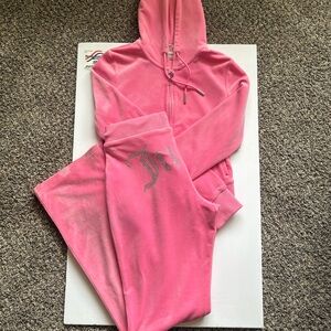 Juicy Couture Pink Velour Set with Silver Accents